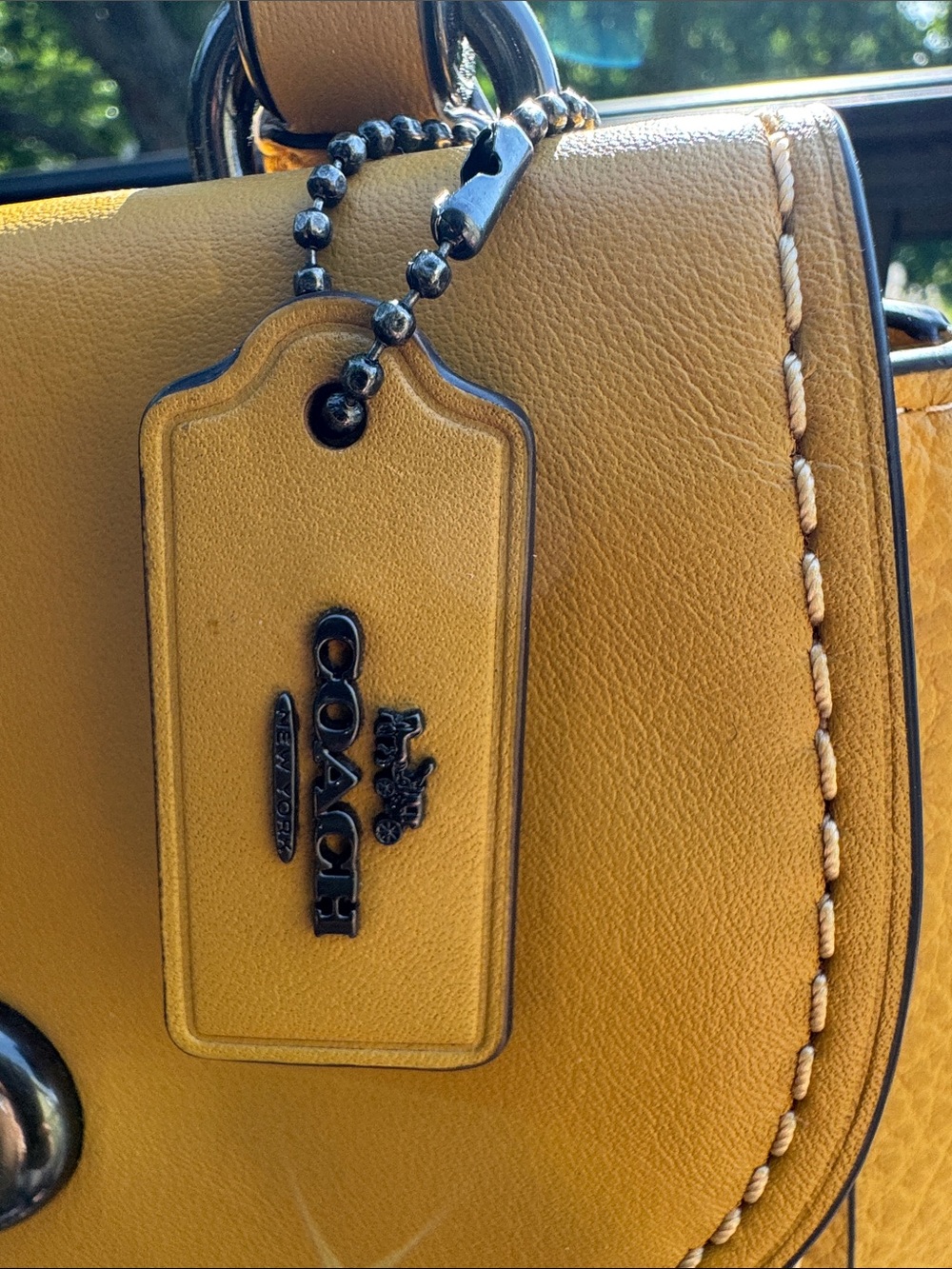 Coach Yellow Mini Leather Top-Handle Backpack - Picture 7 of 16